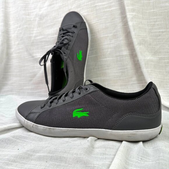 Lacost Mens Cresion Synth Premium Lace Up Trainers Sneakers Grey & Green Size 12 - Picture 1 of 6